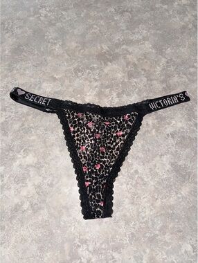 Soft Black Lace Victoria's Secret Shine Strap Thong Panty